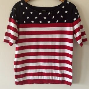 Talbots Red White Blue Stars Striped Patriotic Knit Top Size Medium